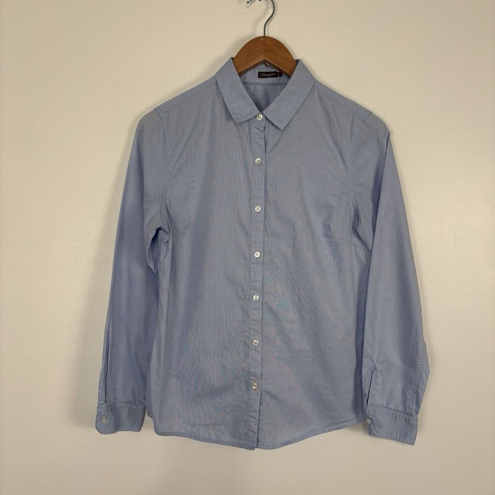 J McLaughlin Blue Collared Button Up 100% Cotton Shirt Womens Size 6